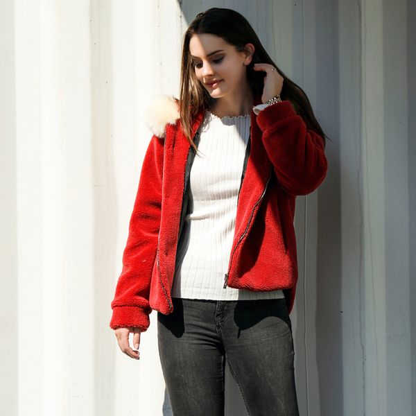 fashion plush streetwear women coat zipper pocket with fur hooded women coat outwear autumn winter warm, Black;brown
fashion plush streetwear women coat zipper pocket with fur hooded women coat outwear autumn winter warm, Black;brown