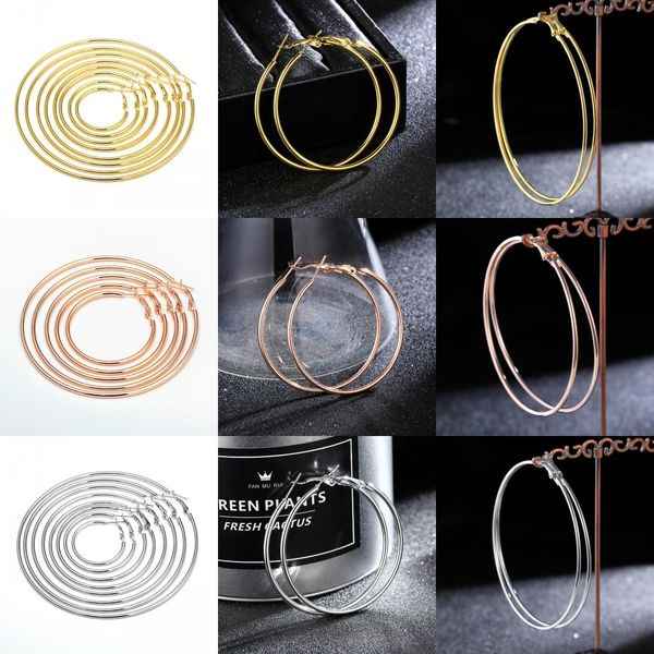 roxi 1pair big circle hoop earrings for women steampunk round earrings simple smooth circle loop jewelry korea gifts, Golden;silver
roxi 1pair big circle hoop earrings for women steampunk round earrings simple smooth circle loop jewelry korea gifts, Golden;silver