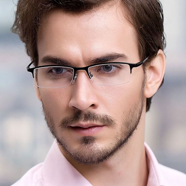 2019 half- classic fashion hanging silk square frame plain glasses business men's metal glasses frame, Silver
2019 half- classic fashion hanging silk square frame plain glasses business men's metal glasses frame, Silver