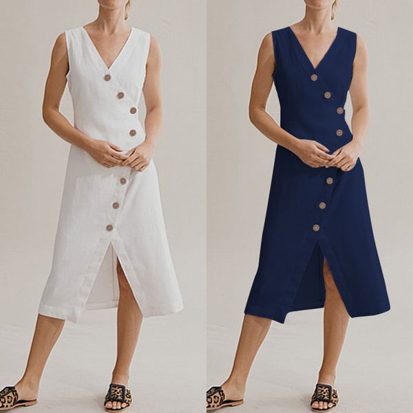 sale celmia v-neck sleeveless vests sundress high split tank dress women midi dresses solid casual buttons vestidos, Black;gray
sale celmia v-neck sleeveless vests sundress high split tank dress women midi dresses solid casual buttons vestidos, Black;gray