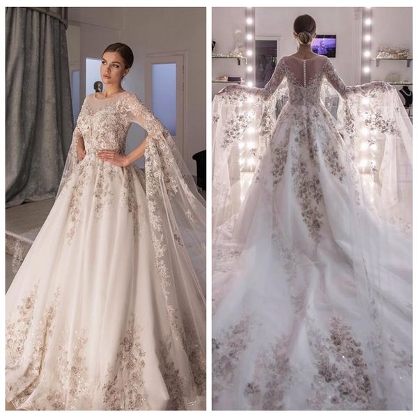 sheer long sleeves a-line wedding dresses 2020 lace appliques bridal gowns modest beaded long robe de marriage customized luxurious, White
sheer long sleeves a-line wedding dresses 2020 lace appliques bridal gowns modest beaded long robe de marriage customized luxurious, White