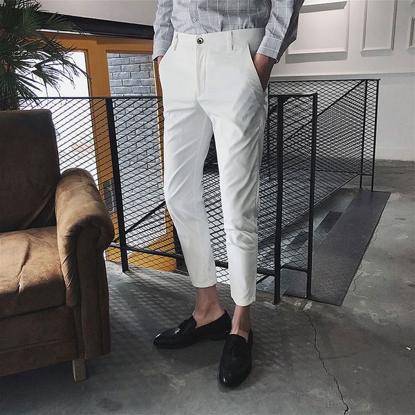 2019 cotton men's pure color fashion boutique elastic slim business formally suit pants / male wedding dress suit pants trousers, White;black
2019 cotton men's pure color fashion boutique elastic slim business formally suit pants / male wedding dress suit pants trousers, White;black