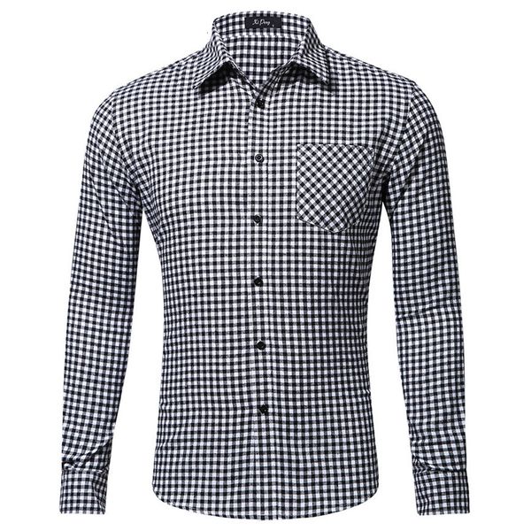 mens casual fashion long sleeved shirt single pocket little plaid printing casual shirts for men slim fit new shirt, White;black
mens casual fashion long sleeved shirt single pocket little plaid printing casual shirts for men slim fit new shirt, White;black