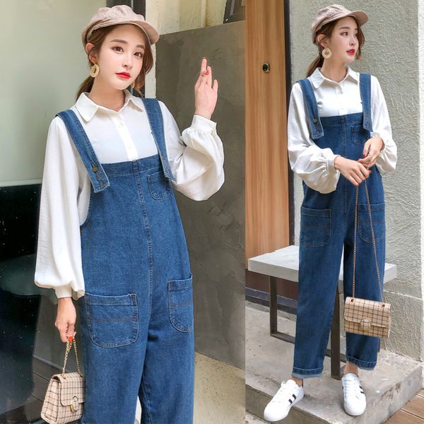 pregnant women's wear 2019 loose-fitting jeans straps pants wide-legged nine-minute ropa mujer maternity pregnancy cotton, White
pregnant women's wear 2019 loose-fitting jeans straps pants wide-legged nine-minute ropa mujer maternity pregnancy cotton, White