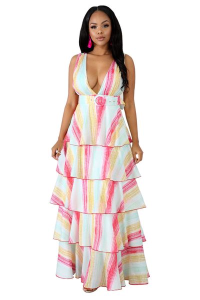 rainbow striped print long dresses women high waist open back holiday cake dress summer v neck sleeveless beach boho dress nb-1499, Black;gray
rainbow striped print long dresses women high waist open back holiday cake dress summer v neck sleeveless beach boho dress nb-1499, Black;gray