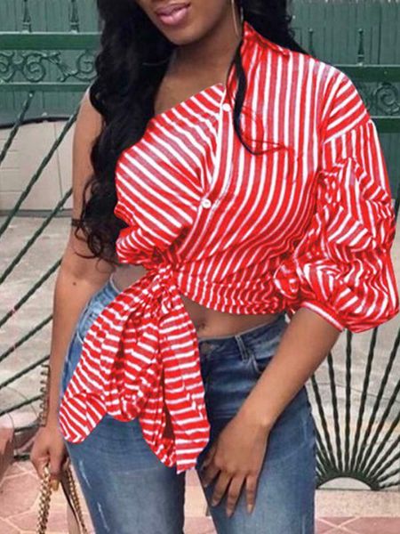 new fashion women casual stripe one shoulder t shirt sleeve summer asymmetric blouse, White
new fashion women casual stripe one shoulder t shirt sleeve summer asymmetric blouse, White