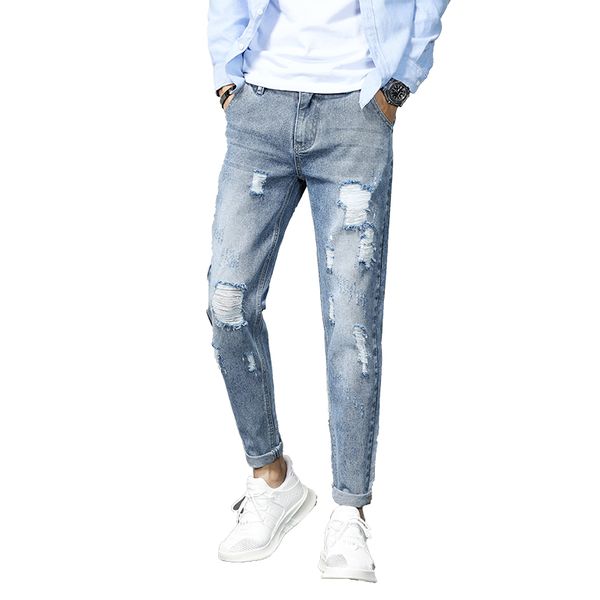 2019 cotton jean men's pants vintage hole cool trousers guys summer europe america style plus size 27-36 ripped jeans men h818, Blue
2019 cotton jean men's pants vintage hole cool trousers guys summer europe america style plus size 27-36 ripped jeans men h818, Blue