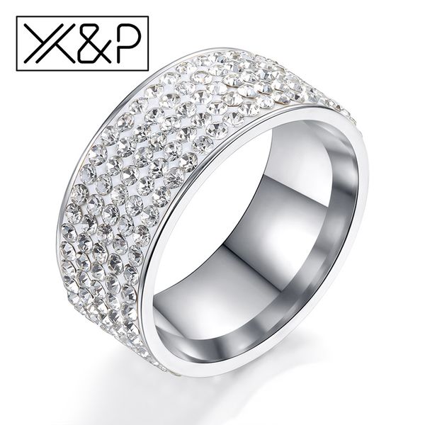 x&p fashion luxury rhinestone rings for women men 5 row lines clear crystal wedding stainless steel female teen ring jewelry, Slivery;golden
x&p fashion luxury rhinestone rings for women men 5 row lines clear crystal wedding stainless steel female teen ring jewelry, Slivery;golden