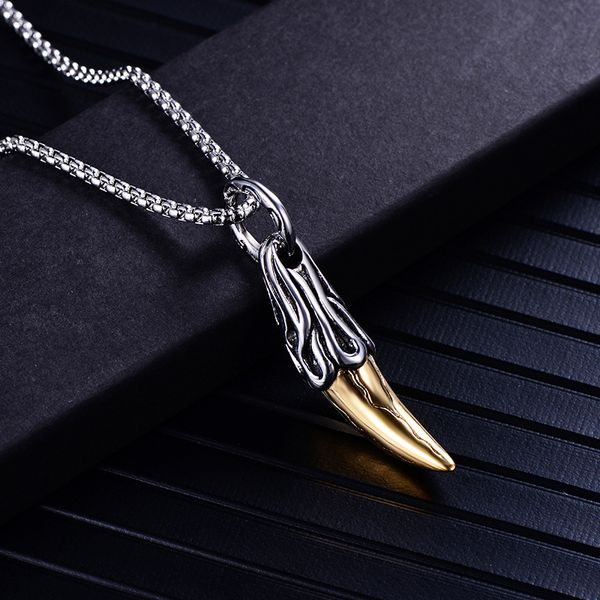 stainless steel punk fashion brave men wolf tooth spike pendant necklace women men jewelry fang tooth amulet pendant necklace, Silver
stainless steel punk fashion brave men wolf tooth spike pendant necklace women men jewelry fang tooth amulet pendant necklace, Silver