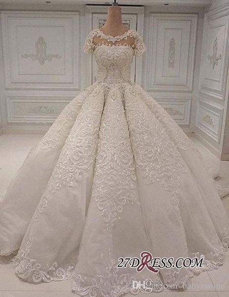 2019 роскошные дубай арабский кружева бальные платья кружева свадебные платья cap рукава jewel шеи аппликации блестки формальные свадебные п, White
2019 роскошные дубай арабский кружева бальные платья кружева свадебные платья cap рукава jewel шеи аппликации блестки формальные свадебные п, White