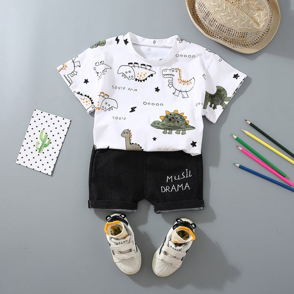 baby boy clothes summer baby boys casual short sleeve dinosaur print t-shirt +letters shorts costume sets, White
baby boy clothes summer baby boys casual short sleeve dinosaur print t-shirt +letters shorts costume sets, White