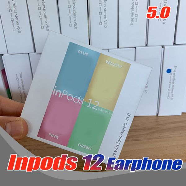 

Inpods 12 Беспроводные Bluetooth Наушники i12 TWS Macaron V5.0 стерео сотовый телефон наушники Спо
