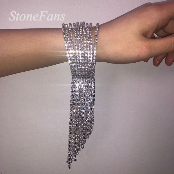 stonefans bling charm bracelet rhinestone tassel bangle for women 10 rows statement open chain crystal hand jewelry, Black
stonefans bling charm bracelet rhinestone tassel bangle for women 10 rows statement open chain crystal hand jewelry, Black