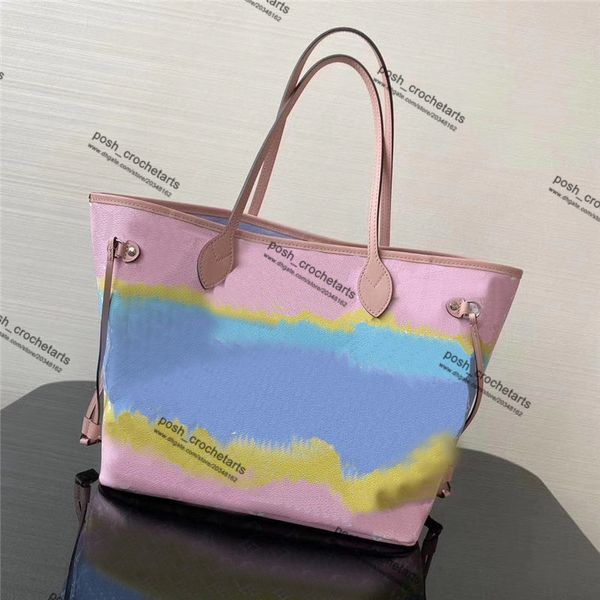 

fashion pastel designer handbag purses tie dye tote with pouch for women's luxury designer purses pastel pink tote for women's bag