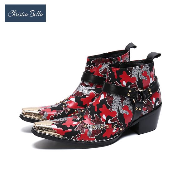 christia bella printing men shoes genuine leather boots fashion rivtes metal pointed toe boots big size zipper short, Black
christia bella printing men shoes genuine leather boots fashion rivtes metal pointed toe boots big size zipper short, Black