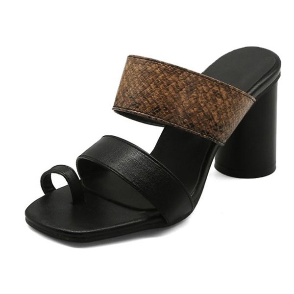 large women's slippers with serpentine pattern, thick heel, european and american style, women's shoes with toes, high heels and s, Black
large women's slippers with serpentine pattern, thick heel, european and american style, women's shoes with toes, high heels and s, Black