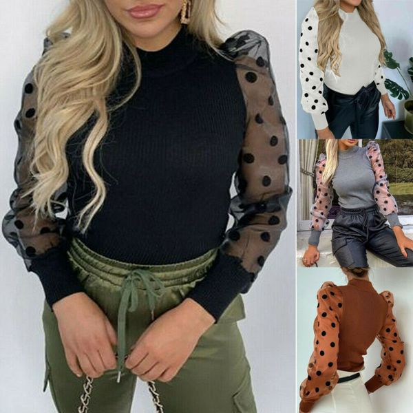 women's sweaters knitwear polka dot puff long sleeve sweater jumper pullover skinny autumn spring turtleneck see through, White;black
women's sweaters knitwear polka dot puff long sleeve sweater jumper pullover skinny autumn spring turtleneck see through, White;black