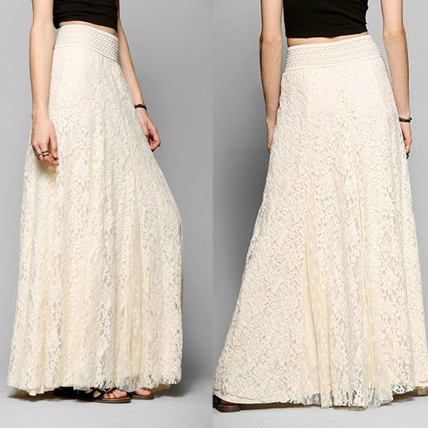 women multilayer maxi skirt sweet girl double layer floral lace pleated maxi elastic high waist floor length white skirts, Black
women multilayer maxi skirt sweet girl double layer floral lace pleated maxi elastic high waist floor length white skirts, Black