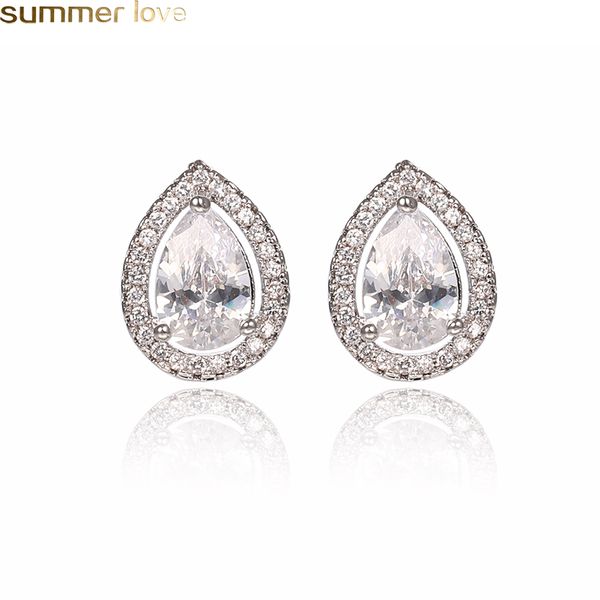 fashion water drop design stud earrings white rhinestone cubic zircon stud earring for women jewelry bridal wedding party, Golden;silver
fashion water drop design stud earrings white rhinestone cubic zircon stud earring for women jewelry bridal wedding party, Golden;silver