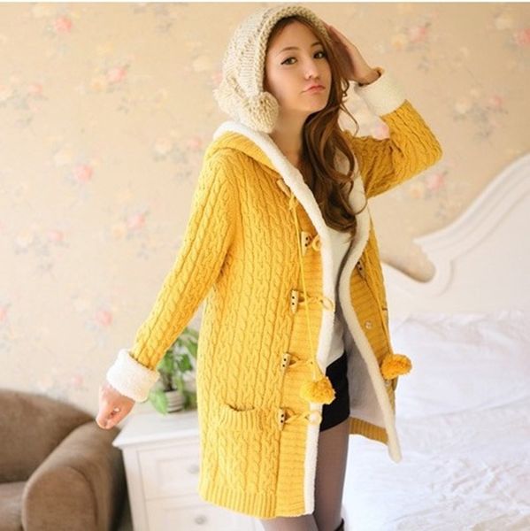 spring winter women thick sweater coat causal single breasted hooded knitted cardigan coat long sleeve warm slim sweater jacket, White
spring winter women thick sweater coat causal single breasted hooded knitted cardigan coat long sleeve warm slim sweater jacket, White