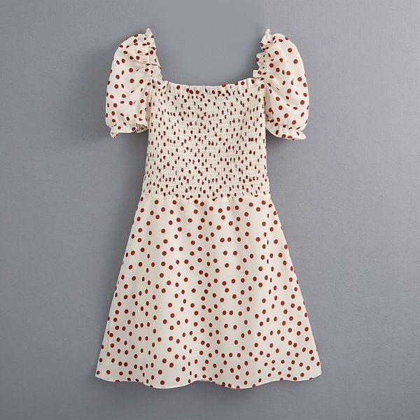 women summer dress 2020 new fashion elastic waist short puff sleeve polka dot modern lady above knee dresses, Black;gray
women summer dress 2020 new fashion elastic waist short puff sleeve polka dot modern lady above knee dresses, Black;gray