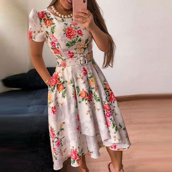 womens dress summer round neck floral printed fashion evening a line stylish, Black;gray
womens dress summer round neck floral printed fashion evening a line stylish, Black;gray