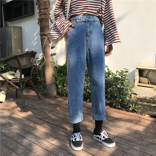 online celebrity jeans female chunqiu2019 new korean version of students with high waistline 100 lap chic straight pants thinxc7, Blue
online celebrity jeans female chunqiu2019 new korean version of students with high waistline 100 lap chic straight pants thinxc7, Blue