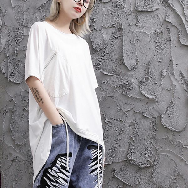 xuxi short-sleeved t-shirt women loose fashionable medium and long style large size front short and rear long super a fz1764, White
xuxi short-sleeved t-shirt women loose fashionable medium and long style large size front short and rear long super a fz1764, White