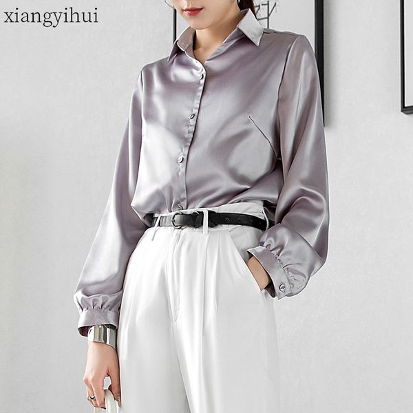 fashion faux silk shirt women casual grey pink blouse casual long sleeve loose ladies office workout shirts womens clothing, White
fashion faux silk shirt women casual grey pink blouse casual long sleeve loose ladies office workout shirts womens clothing, White