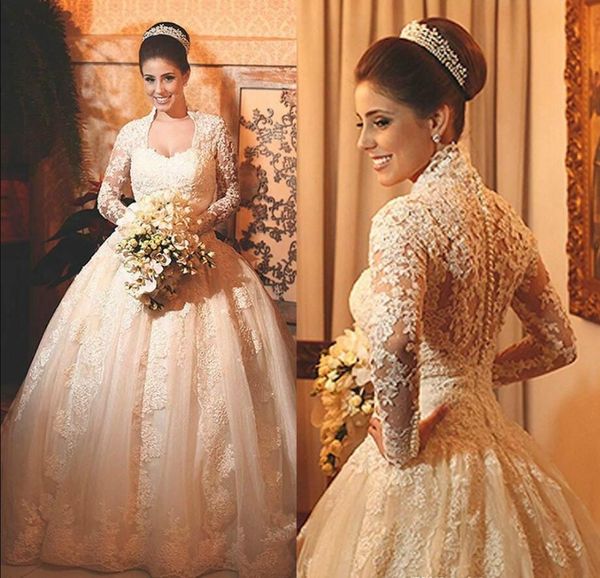vintage long sleeve lace wedding dresses winter saudi arabia appliques plus size ball 2018 custom vestido de novia bridal gown arabic, White
vintage long sleeve lace wedding dresses winter saudi arabia appliques plus size ball 2018 custom vestido de novia bridal gown arabic, White