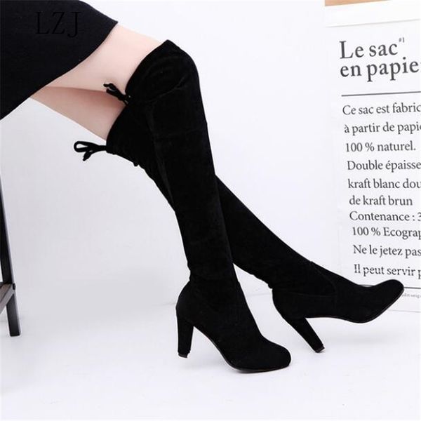 2019 winter new women's boots over the knee stretch flocking boots set of feet high-heeled shoes slim comfort size 35-43, Black
2019 winter new women's boots over the knee stretch flocking boots set of feet high-heeled shoes slim comfort size 35-43, Black
