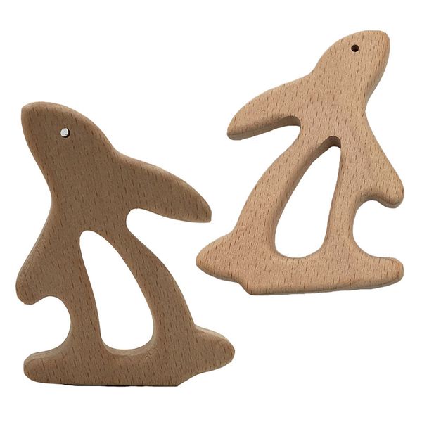 200pcs Beech Wooden Rabbit Shape Teether Kids Tooth Teething Pendant Nursing Holder Infant Teething Toy Accessories