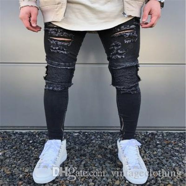 mens casual straight zipper hole jeans high street retro slim skinny jeans fashion ripped men hip hop black denim pants, Blue
mens casual straight zipper hole jeans high street retro slim skinny jeans fashion ripped men hip hop black denim pants, Blue