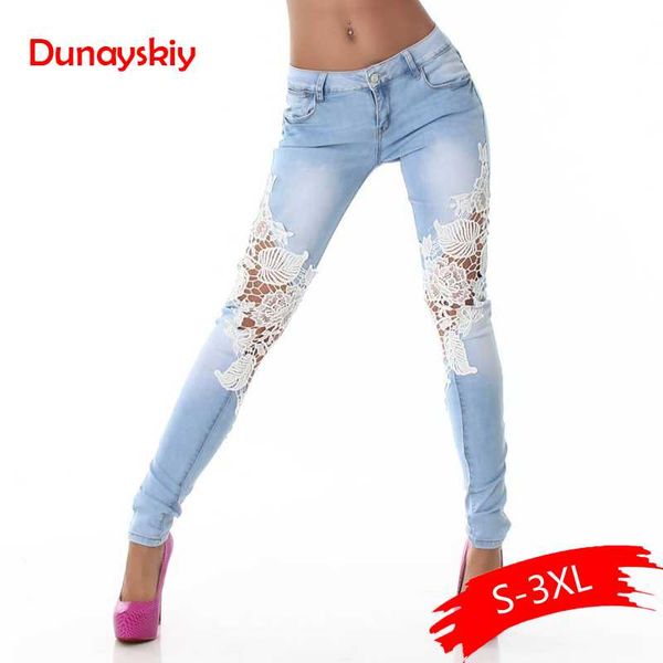 dunayskiy lace floral spliced jeans woman plus size skinny slim long low waist denim jeans pencil pants trousers female clothes, Blue
dunayskiy lace floral spliced jeans woman plus size skinny slim long low waist denim jeans pencil pants trousers female clothes, Blue