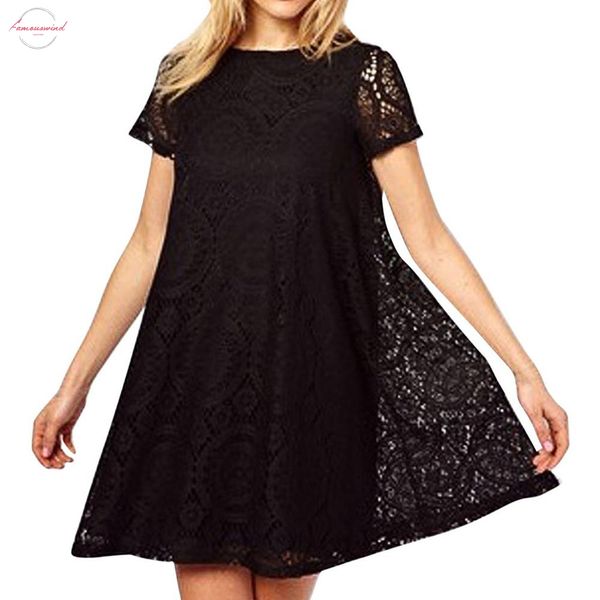 2020 new fashion women round neck stitching dress plus size casual short sleeve hollow out dress white black vestidos ad, Black;gray
2020 new fashion women round neck stitching dress plus size casual short sleeve hollow out dress white black vestidos ad, Black;gray