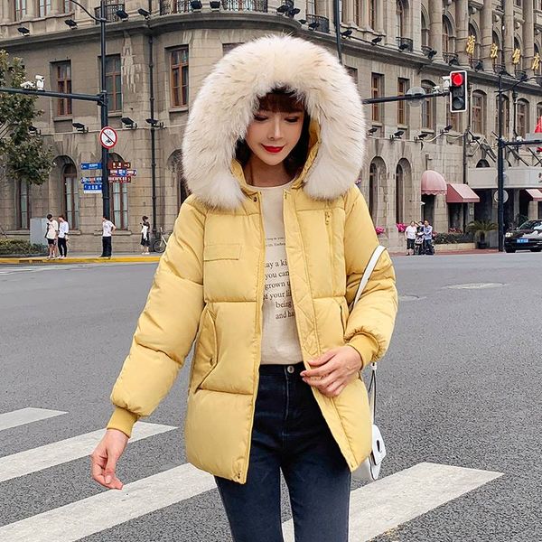 m winter women large fur collar down coat wadded jacket female padded coats women thickening parkas y6, Black
m winter women large fur collar down coat wadded jacket female padded coats women thickening parkas y6, Black