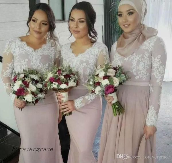 2019 white lace bridesmaid dress muslim arabic v neck long sleeves wedding party guest maid of honor gown plus size custom made, White;pink
2019 white lace bridesmaid dress muslim arabic v neck long sleeves wedding party guest maid of honor gown plus size custom made, White;pink
