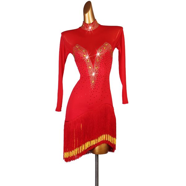 latin competition dance skirt women elegant red tassel standard latin dancing dress rumba samba dance dress, Black;red
latin competition dance skirt women elegant red tassel standard latin dancing dress rumba samba dance dress, Black;red