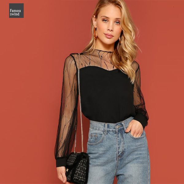 blouses black sheer contrast mesh yoke sweetheart neck round neck women spring elegant autumn plain casual, White
blouses black sheer contrast mesh yoke sweetheart neck round neck women spring elegant autumn plain casual, White