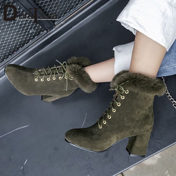 doratasia plus size 30-46 new faux fur ladies high chunky heels boots women party boots fashion lace up ankle shoes woman, Black
doratasia plus size 30-46 new faux fur ladies high chunky heels boots women party boots fashion lace up ankle shoes woman, Black