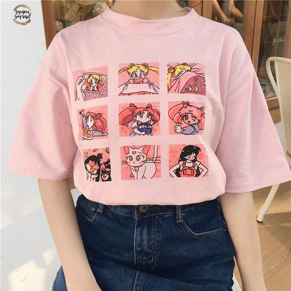 summer womens fashion large size casual harajuku cartoon applique letters ulzzang sailor moon short sleeve funny half t shirt, White
summer womens fashion large size casual harajuku cartoon applique letters ulzzang sailor moon short sleeve funny half t shirt, White