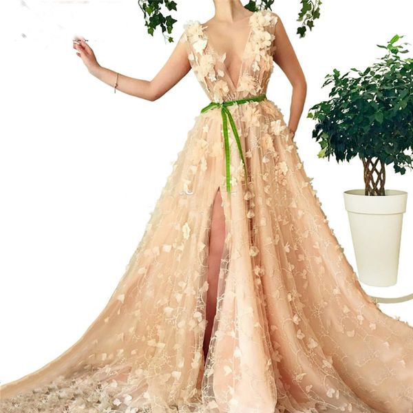 floral deep v neck prom dresses side high split formal party gown with 3d flowers long evening dress robe de soiree, Black
floral deep v neck prom dresses side high split formal party gown with 3d flowers long evening dress robe de soiree, Black