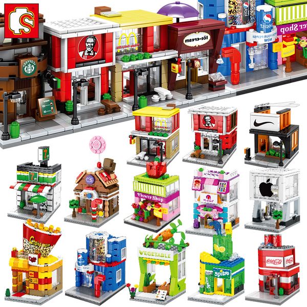 

SEMBO Мини-стрит магазин строительных блоков Симпатичные Micro Магазин Модель Ice Cream Развивающие Детские игрушки Кубики детские подарки