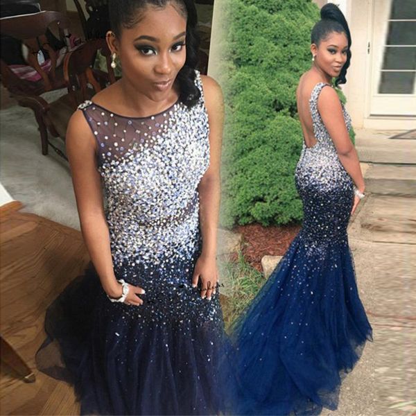 abendkleider african navy blue evening dresses mermaid long pageant gowns backless major crystals beads prom party dress, Black;red
abendkleider african navy blue evening dresses mermaid long pageant gowns backless major crystals beads prom party dress, Black;red