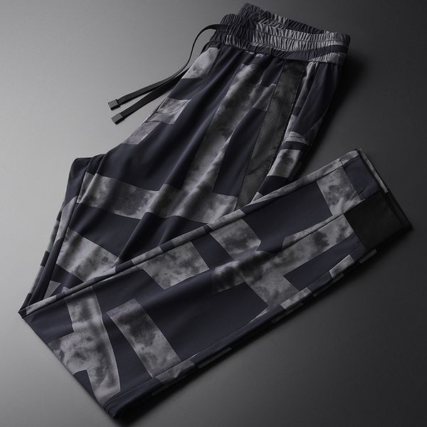 men's pants printing leisure men summer plus size 3xl 4xl ventilation elastic ankle-length slim fit trousers, Black 
men's pants printing leisure men summer plus size 3xl 4xl ventilation elastic ankle-length slim fit trousers, Black