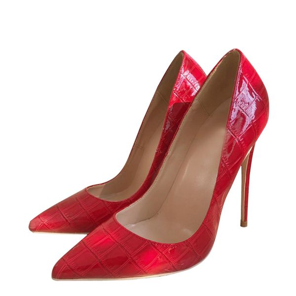 red women high heel 12 cm stilettos wedding valentine brand designer shoes patent leather pointed toe, Black
red women high heel 12 cm stilettos wedding valentine brand designer shoes patent leather pointed toe, Black
