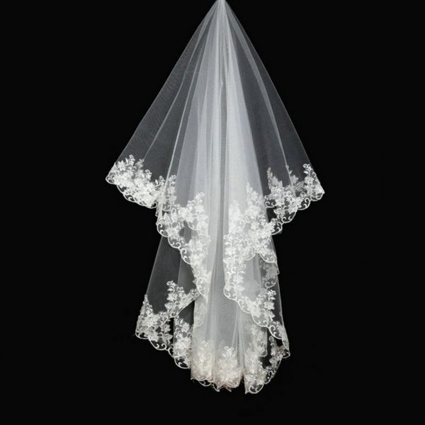 short wedding veil lace appliques two layers custom made bridal veils white ivory veil in stock, Black
short wedding veil lace appliques two layers custom made bridal veils white ivory veil in stock, Black