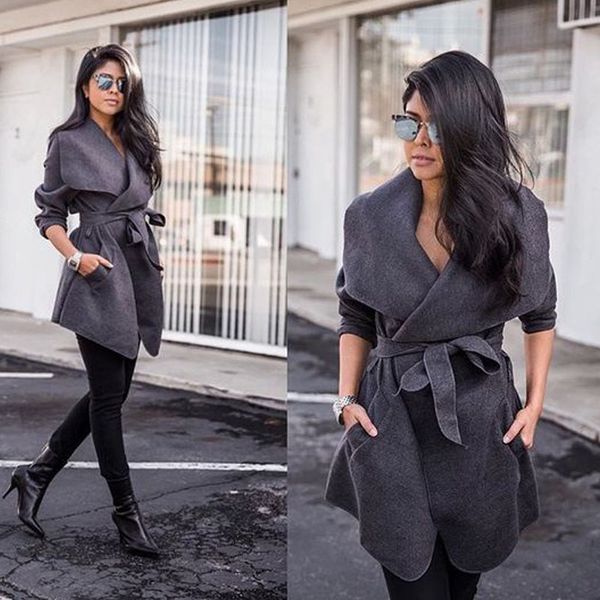 office lady slim women long wool blend coat turn-down collar cashmere jacket belt regular solid pockets ladies coats, Black
office lady slim women long wool blend coat turn-down collar cashmere jacket belt regular solid pockets ladies coats, Black