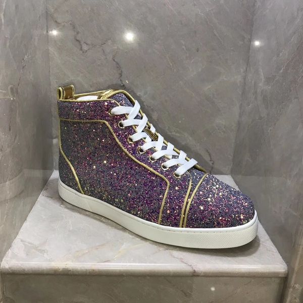 purple glitter leather sneakers for men,women red bottom high casual luxury designer skateboarding shoes eu35-47, Black
purple glitter leather sneakers for men,women red bottom high casual luxury designer skateboarding shoes eu35-47, Black