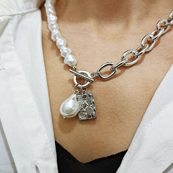 fashion baroque pearl angel portrait pendant choker necklace for women wedding punk chain necklace jewelry gift, Silver
fashion baroque pearl angel portrait pendant choker necklace for women wedding punk chain necklace jewelry gift, Silver